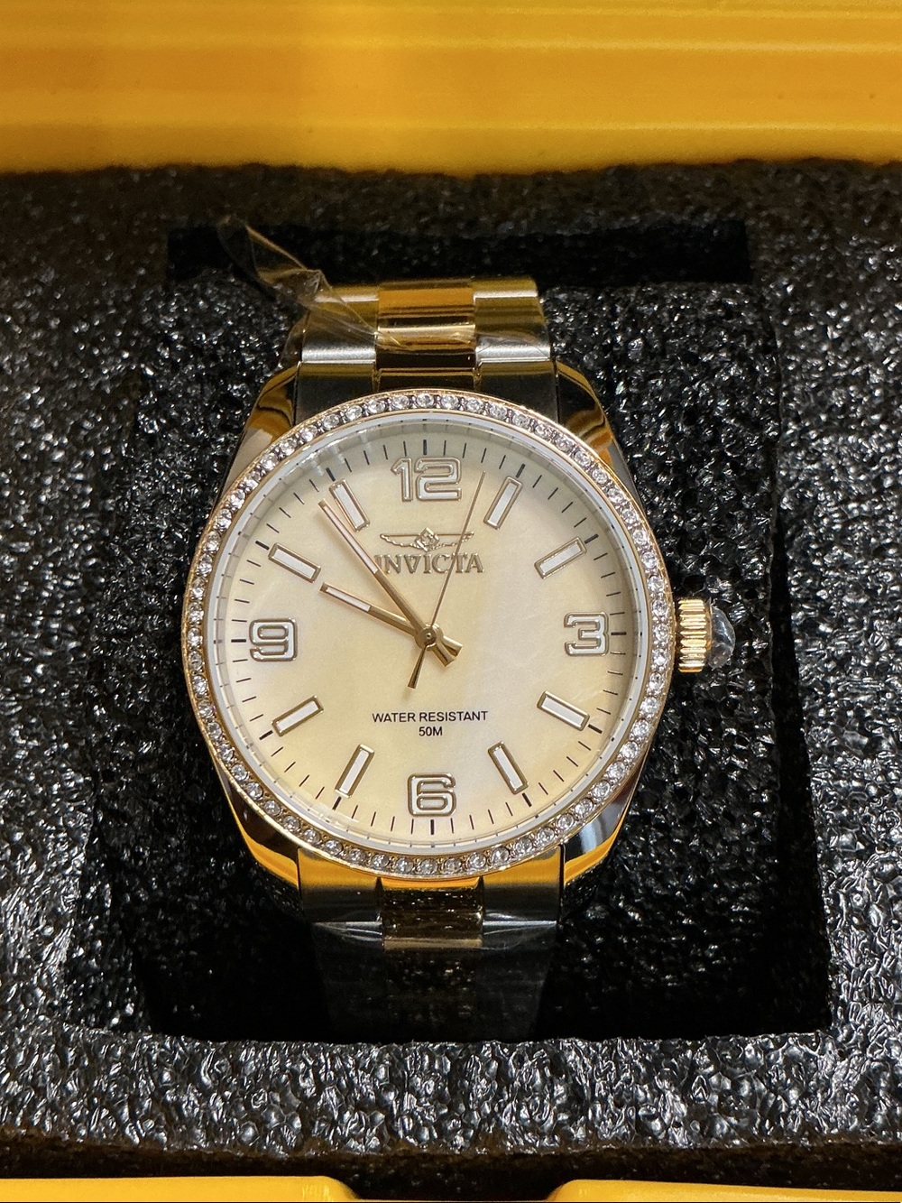 Invicta unisex Two-Tone Gold and Silver Watch with Crystal Bezel-50135
